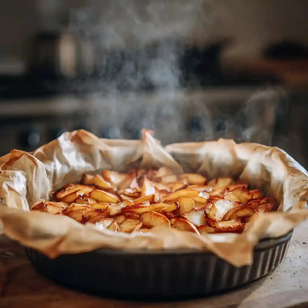 croustade aux pommes chaude avec pâte filo croustillante