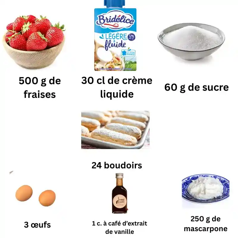 Ingrédients pour Charlotte aux fraises mascarpone