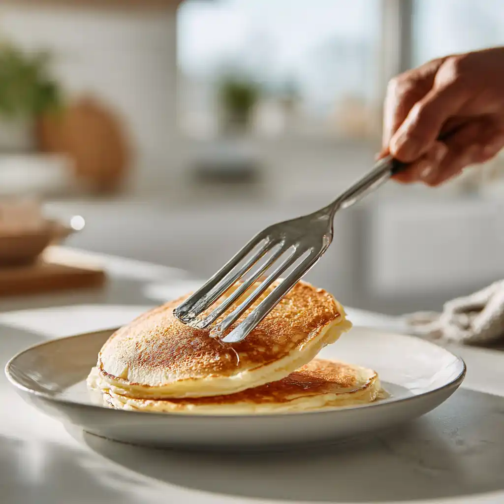Retourner un pancake sans gluten à la bonne cuisson