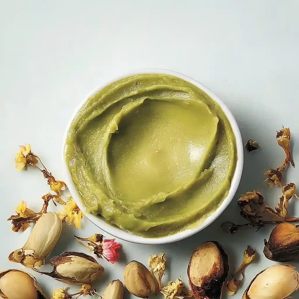 Crème de pistache maison dans un pot rustique