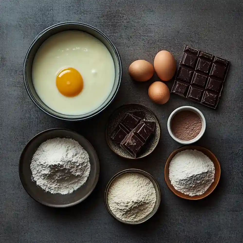 Ingrédients pour gâteau très rapide au yaourt et au chocolat