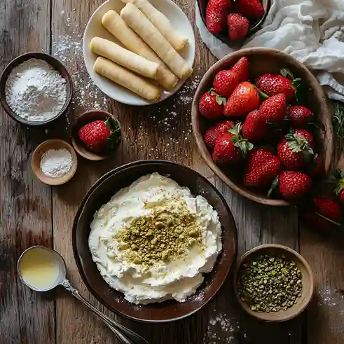 ingrédients tiramisu fraise pistache
