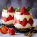 tiramisu aux fraises en verrine servi à la française
