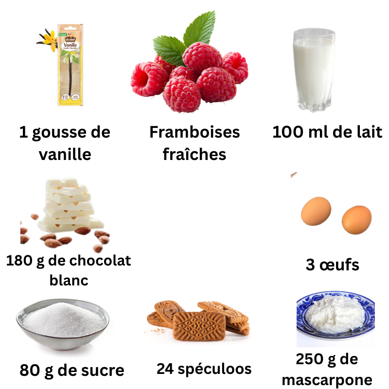 ingrédients pour tiramisu chocolat blanc speculoos