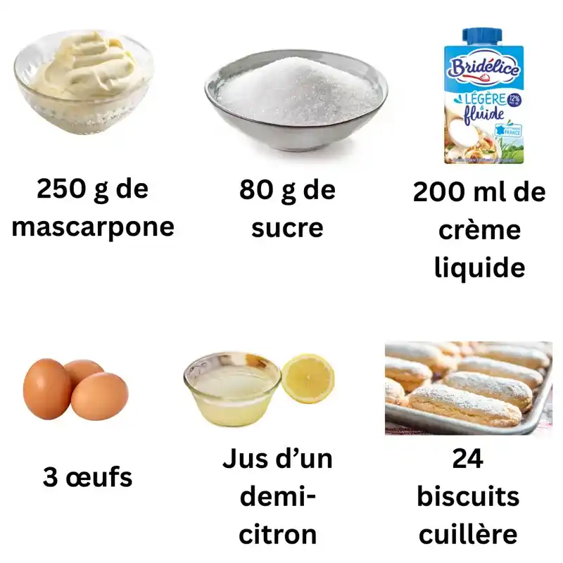 Ingrédients tiramisu fruits rouges surgelés