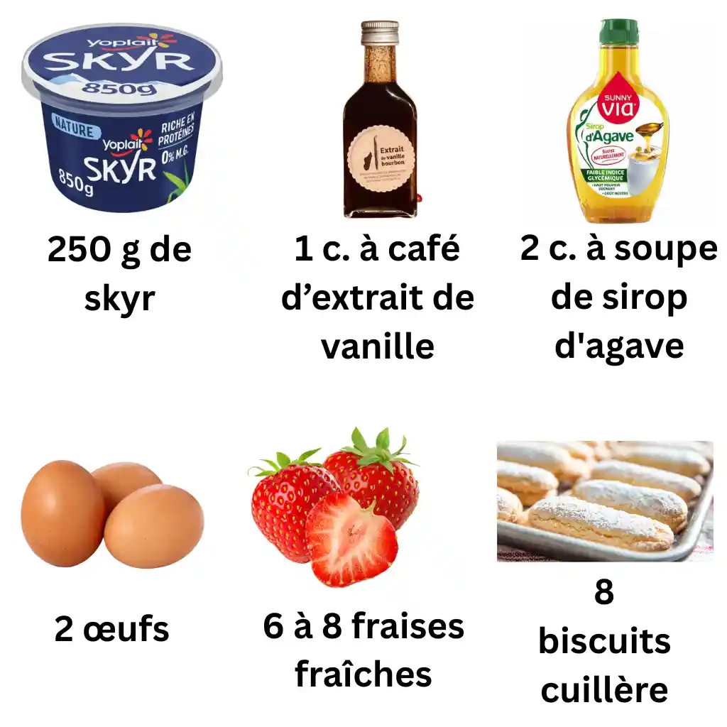 Ingrédients du tiramisu healthy au skyr