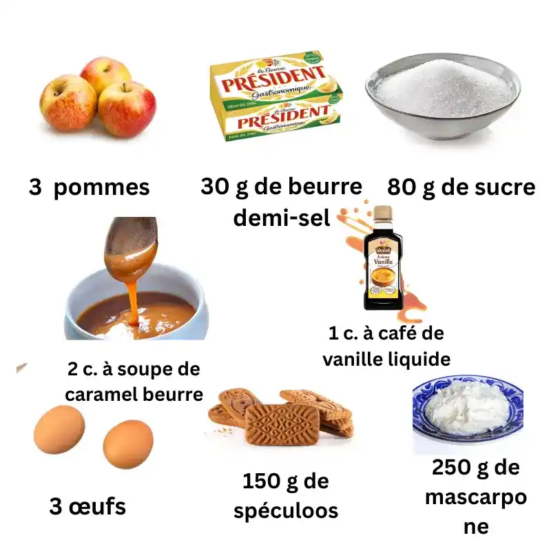 Ingrédients du tiramisu spéculoos pomme