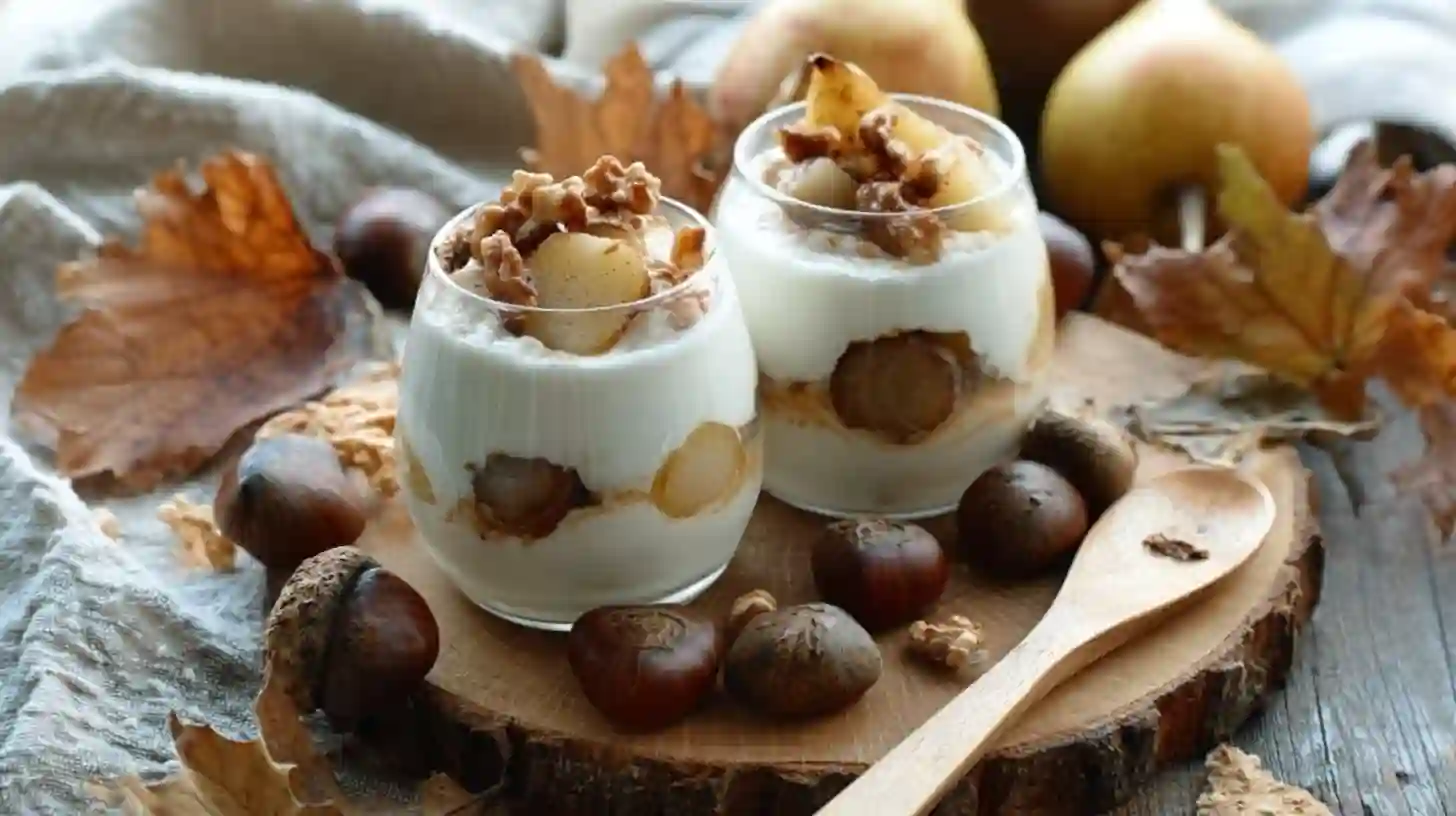 Verrines d’Automne : Poires, Crème de Marron et Fromage Blanc