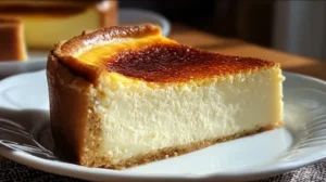 Part de tarte au fromage blanc alsacienne servie sur une assiette vintage, texture fondante et dorure brillante.