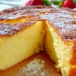 Gâteau au yaourt ultra moelleux et doré, tranché sur assiette, texture légère et aérée.